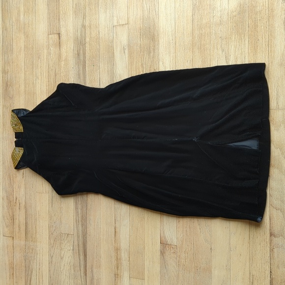 Women's Alex Evenings Black Dress with Gold Collar Vintage Size 6 - Picture 4 of 7
